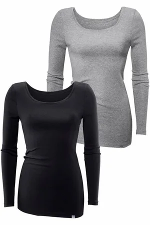 Bench Langarmshirt aus feiner Rippware (2er-Pack) aus weicher Baumwoll-Qualität