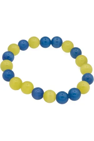 Bella Carina Perlenarmband Ukraine blau gelb Armband mit Katzen Augen Glasperlen 10 mm, in den Farben der Ukraine blau gelb - Verkäufer: