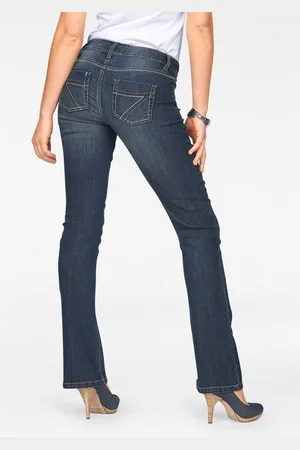 ARIZONA Bootcut-Jeans mit Kontrastnähten normale Leibhöhe, Bootcut, 5-Pocket-Style, dunkle Waschung
