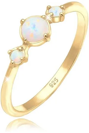 Elli Fingerring Opal Rund Trio Vintage 925er Silber