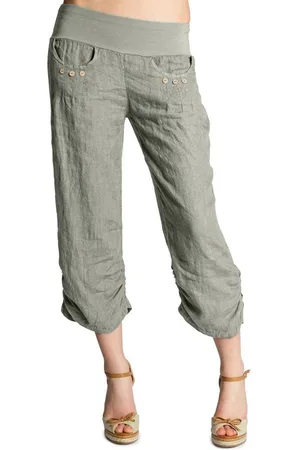 CASPAR Leinenhose KHS017 Damen 3/4 Hose aus robustem Leinen mit breitem Stretch Bund - Made in Italy - Verkäufer: & SIKORA