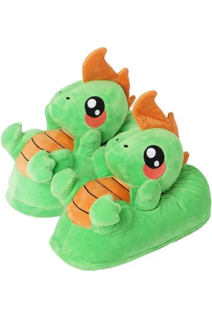 corimori Tier Pantoffeln für Erwachsene Einheitsgröße 34-44 Plüsch Hausschuhe (Packung) EU Einheitsgröße 34-44, Dinosaurier Byte, für Kinder und Erwachsene - Verkäufer: GmbH