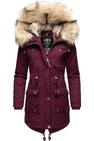 Navahoo Wintermantel Honigfee stylischer Baumwollparka mit Kunstfell-Kapuze