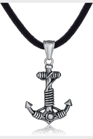 DonDon Kette mit Anhänger Lederkette Halskette 50 cm (1-tlg), Herren-Halskette mit Lederband, maskuline Anhänger, im Samtbeutel - Verkäufer: urban-styles