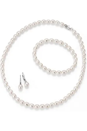 Firetti Schmuckset Multipack Schmuck Geschenk Silber 925 Halskette Armband Ohrstecker (Set, 4-tlg), Made in Germany - mit Süßwasserzuchtperlen