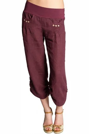 CASPAR Leinenhose KHS017 Damen 3/4 Hose aus robustem Leinen mit breitem Stretch Bund - Made in Italy - Verkäufer: & SIKORA