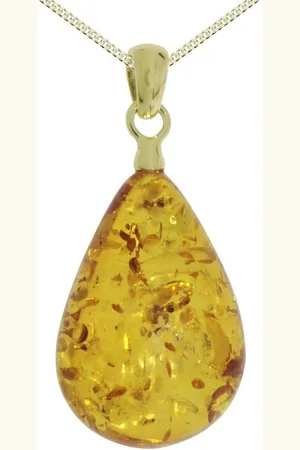 Ostsee-Schmuck Kette mit Anhänger - Tropfen ca. 26 mm lang - Silber 925/000, (2-tlg) - Verkäufer: