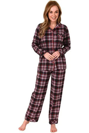 Normann Pyjama Damen Pyjama in Karo Optik zum durchknöpfen in Single Jersey Qualität - Verkäufer: Fairway