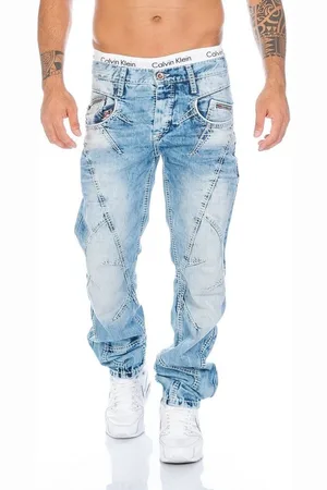 Cipo & Baxx Regular-fit-Jeans Herren Jeans Hose mit ausgefallener Nahtstruktur Jeanshose mit aufwendiger Nahtverzierung - Verkäufer: Blackjack Fashion