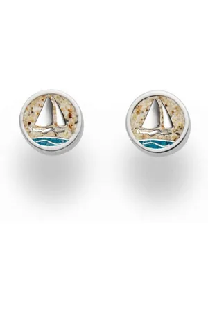DUR Ohrring-Set Schmuck: Ohrring Ohrstecker "Ahoi" mit Strandsand und blauem Stein - Verkäufer: Strandsandschmuck