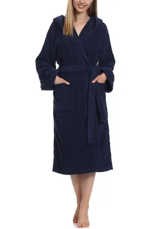 Ladeheid Bademantel Damen Frottee Bademantel aus 100% Baumwolle LA40-102, Langform, Baumwolle, Kapuze - Verkäufer: HISERT