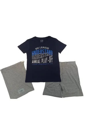 Losan Shorty Jungen Shorty Schlafanzug kurz 3tlg. blau hellgrau (3 tlg) - Verkäufer: nettibeck