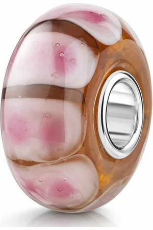 Materia Bead Glasperle Abstrakt Orange Rosa Weiß 527, Kern aus 925 Sterling Silber - Verkäufer: Schmuck