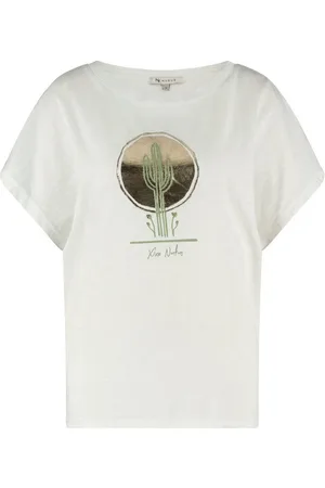 NUKUS Rundhalsshirt Toes White Cactus T-Shirt aus Baumwolle mit goldenem Aufdruck - Verkäufer: Juneberry.eu