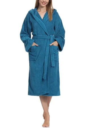 Ladeheid Bademantel Damen Frottee Bademantel aus 100% Baumwolle LA40-102, Langform, Baumwolle, Kapuze - Verkäufer: HISERT