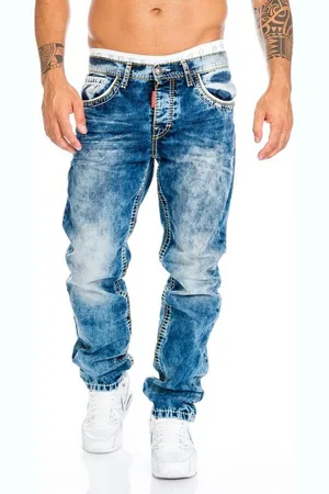 Cipo & Baxx Regular-fit-Jeans Jeans Hose mit dicken Nähten Stylische Design mit dicken Kontrastnähten - Verkäufer: Blackjack Fashion
