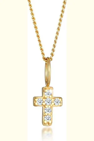 Elli DIAMONDS Kette mit Anhänger Kreuz Religion Diamant (0.06 ct) 585 Gelbgold, Kreuz - Verkäufer: JULIE & GRACE GmbH