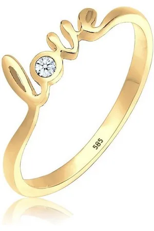 Elli DIAMONDS Verlobungsring Love-Schriftzug Diamant Weiß (0,03 ct) 585 Gelbgold - Verkäufer: JULIE & GRACE GmbH