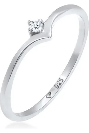 Elli DIAMONDS Verlobungsring Solitär Diamant (0.03 ct) V-Form 925 Silber - Verkäufer: JULIE & GRACE GmbH