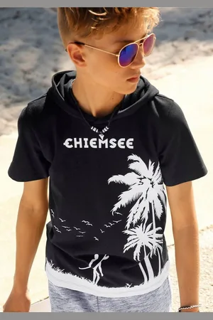CHIEMSEE T-Shirt mit Palmendruck kurzärmelig, bedruckt, mit Kapuze, aus Baumwolle, aus Jersey-Stoff