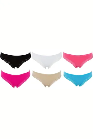 AvaMia Panty 6er Pack Pantys Spitze Uni Hotpants Hipster French Knickers Damen (6er Set) 6er Pack Pantys mit Spitze Uni Hotpants Damen Teen 86785 - Verkäufer: PEROYORK