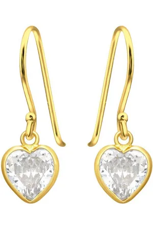 Goldene Hufeisen Paar Ohrhaken Herz Ohrringe aus 925 Sterling Silber Vergoldet mit Zirkonia Kristall (1 Paar, inkl. Etui), Anlaufgeschützt - Verkäufer: