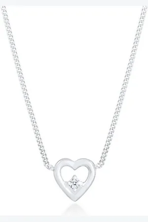 Elli DIAMONDS Kette mit Anhänger Herz Liebe Diamant (0.03 ct) Romantik 925 Silber, Herz - Verkäufer: JULIE & GRACE GmbH