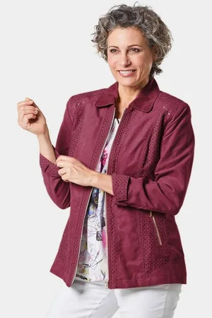 GOLDNER Blouson Velourslederimitat-Blazer mit Perforierung Attraktiv perforiert - Verkäufer: