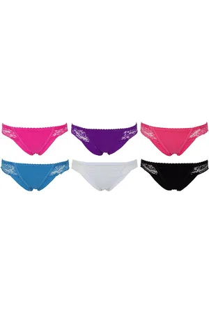 AvaMia Panty 6er Pack Pantys Spitze Uni Hotpants Hipster French Knickers Damen (6er Set) 6er Pack Pantys mit Spitze Uni Hotpants Damen Teen 86486 - Verkäufer: PEROYORK