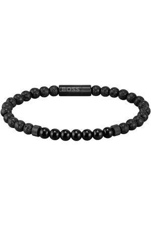 HUGO BOSS Armband Schmuck Edelstahl Armschmuck Beadarmband MIXED BEADS, mit Onyx und Lavastein