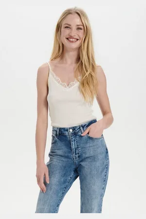 Saint Tropez Spaghettitop SZ-MAYA STRAP TOP mit Seidenanteil