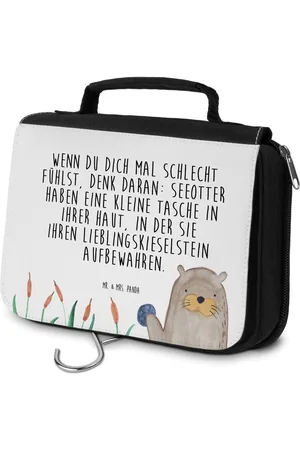 Mr. & Mrs. Panda Kulturbeutel Otter Stein - - Geschenk, Schminkutensil, Herren, Waschtasche, m (1-tlg), Mehrere Fächer - Verkäufer: