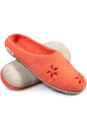 naturling Filz Pantoffel Hausschuh (mit floralem Muster) mit bequemer Ledersohle - Verkäufer: C2M COMMERCE