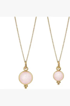 iz-el Silberkette Mutter Tochter Kette Rosenquarz Gold - Farbstein Rosa, 925 Sterling Silber - Verkäufer: