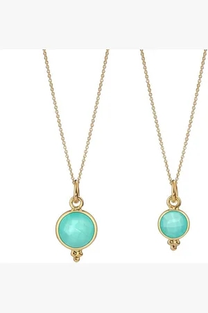 iz-el Silberkette Mutter Tochter Kette Chalcedon Gold - Farbstein Türkis, 925 Sterling Silber - Verkäufer: