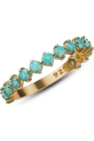iz-el Fingerring Ring Gold Chalcedon Farbstein - KARIBIK, 925 Sterling Silber - Verkäufer: