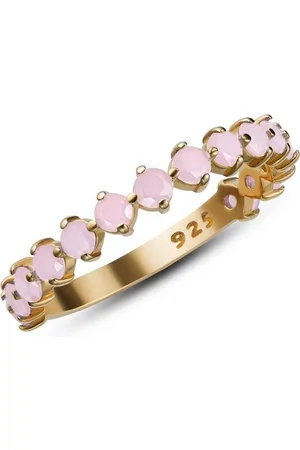 iz-el Fingerring Ring Gold Chalcedon Farbstein Rosa - Rosalia, 925 Sterling Silber - Verkäufer: