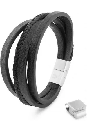 Akitsune Armband Pathfinder Kunstleder Armband - Silber Schwarz 17cm - Verkäufer: Blackskies