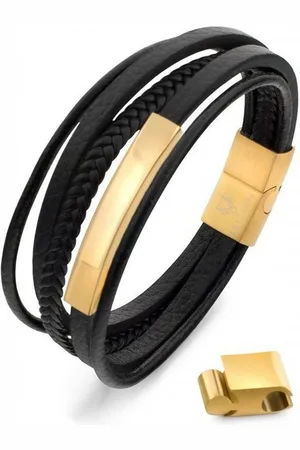 Akitsune Armband The Punisher Kunstleder Armband - Gold Schwarz 21cm - Verkäufer: Blackskies