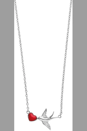 HERZENGEL Kette mit Anhänger Herz und Schwalbe, HEN-REDHEART, mit Emaille