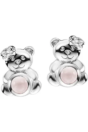 HERZENGEL Paar Ohrstecker Teddy, HEE-TEDDY-BA, HEE-TEDDY-RQ, mit Achat oder Rosenquarz