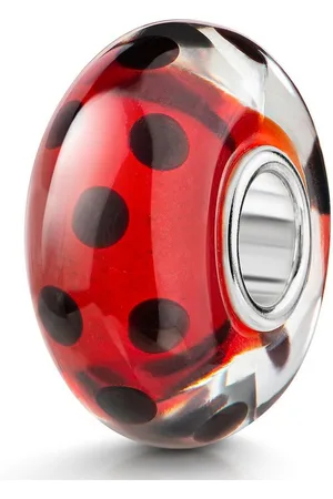 Materia Bead Glasperle Punkte / Marienkäfer Rot Schwarz 1169, Kern aus 925 Sterling Silber - Verkäufer: Schmuck