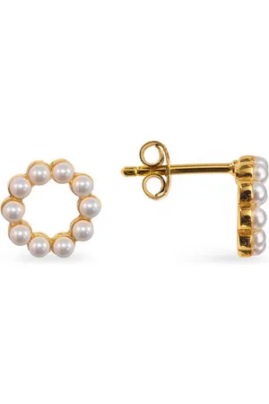 iz-el Ohrstecker-Set Ohrring Pearls Sweet Circle 925 Silber vergoldet, 925 Sterling Silber - Verkäufer:
