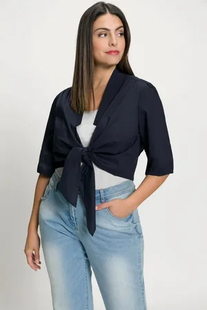 Ulla Popken Wickelbluse Bluse Schalkragen kurz V-Ausschnitt Puff-Halbarm - Verkäufer: Popken Fashion Group