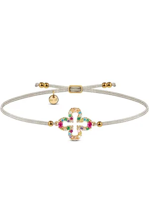 iz-el Armband Armband Gold Kleeblatt Farbsteine - Breeze, 925 Sterling Silber - Verkäufer: