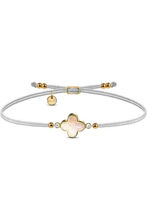 iz-el Armband Armband Gold Kleeblatt Perlmutt- Bestseller, 925 Sterling Silber - Verkäufer: