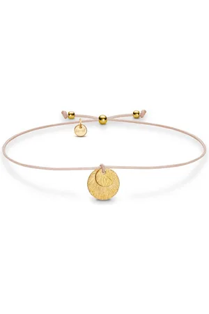 iz-el Armband Armband Gold Plättchen Gebürstet - Makramee DOTS, 925 Sterling Silber - Verkäufer: