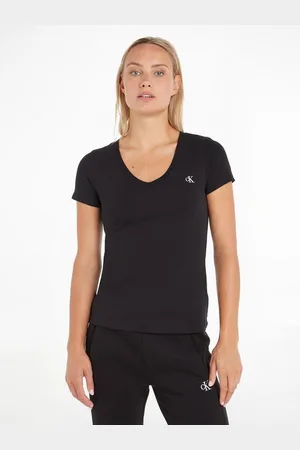 Calvin Klein V-Shirt CK EMBROIDERY STRETCH V-NECK (1-tlg) mit kleiner Calvin Klein Logo-Stickerei auf Brusthöhe
