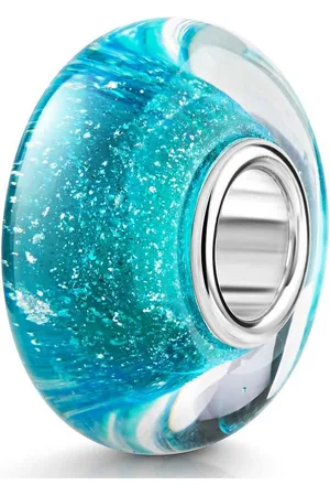 Materia Bead Glasperle Türkis Blau Glitter 964, Hülse aus 925 Sterling Silber - Verkäufer: Schmuck