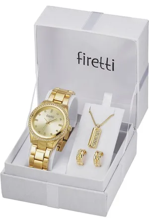 Firetti Quarzuhr, (Set, 4-tlg., inkl. Ohrstecker und Kette mit Anhänger), Armbanduhr, Damenuhr, Glassteine, ideal auch als Geschenk